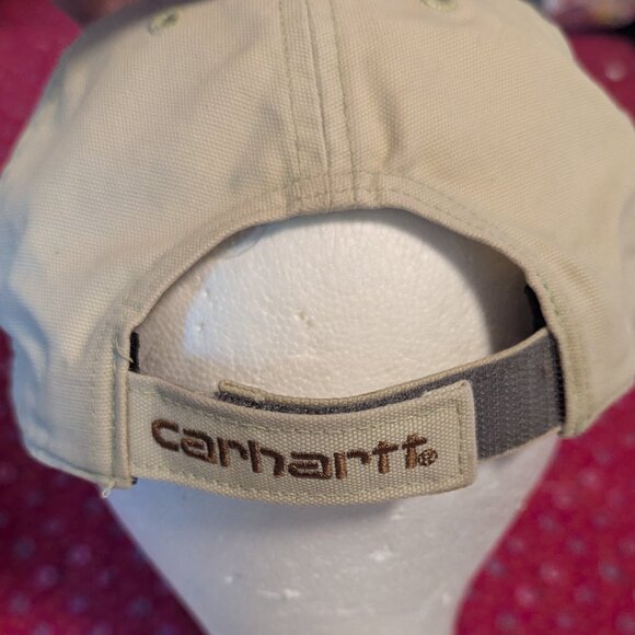 Carhartt Canvas Leather Patch Baseball Hat Dad Hat Trucker Unisex Cream Yellow - Picture 4 of 4